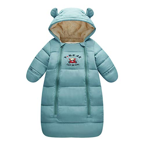 Bambino Sacchi Nanna 3 Tog, Neonato Maniche Lunghe con Cappuccio Pagliaccetto Inverno Cerniera Frontale 3-6 Mesi,Blu