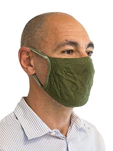 Relaxsan - SET 3 [verde milit.] Fasce filtranti viso bocca naso lavabili riutilizzabili assorbenti tessuto batteriostatico