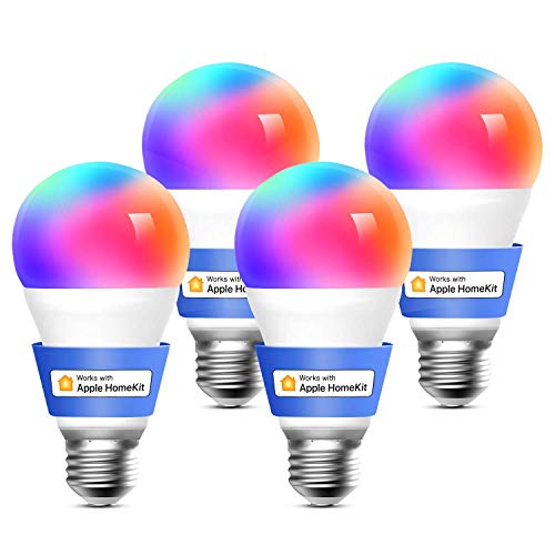 meross Lampadina Wifi Intelligente LED Dimmerabile Multicolore E27 9W Smart Light RGBCW Compatibile con Homekit, SmartThings, Amazon Alexa, Google Home, IFTTT, 4 pezzi