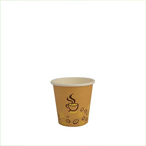 Palucart 100 Bicchieri in Carta per Caffe 75ml Colore Avana Grafica Chicco di Caffè biodegradabili cartoncino