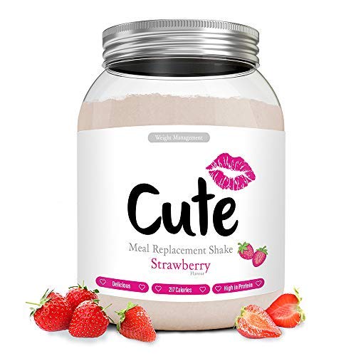 Cute Nutrition Shake Alla Fragola Sostitutivi del Pasto per la Perdita e Controllo di Peso Bevanda Dietetica Dimagranti per Donne 500g