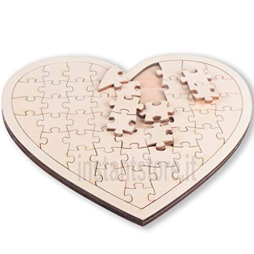 Puzzle in legno vuoto a forma di cuore da personalizzare colorare decorare ecc a proprio piacimento
