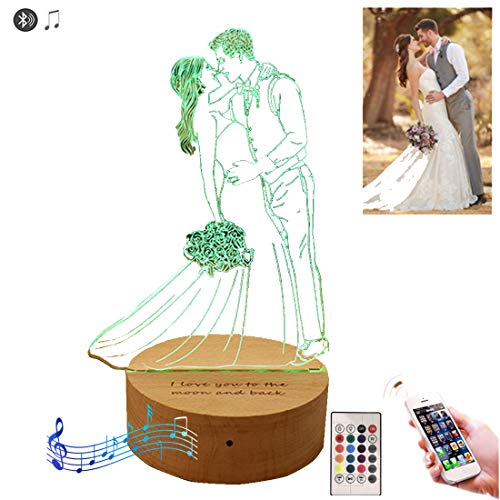 16 colori Personalizzato Foto personalizzata 3D lampada Bluetooth foto incisione Testo personalizzato Migliori regali Anniversario di matrimonio Regali di Natale di Natale