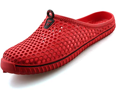 Sandali da Uomo Traspirante Antiscivolo Clogs Sabot Ciabatte Classico Piatto Pantofole Scarpe da Acqua Spiaggia e Piscina All'aperto Rosso 42