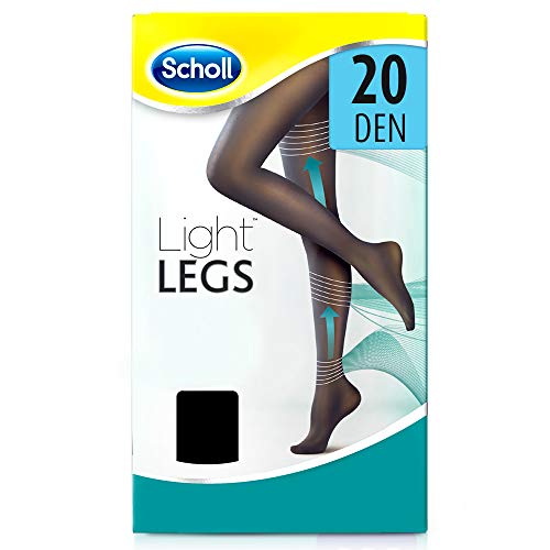 Scholl Light Legs Collant Donna Compressione Graduata 20 Den, M, Nero, 1 Paio