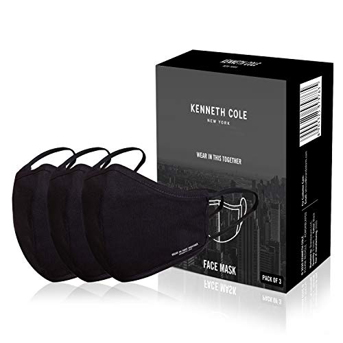 Kenneth Cole - Maschera da respiratore, 100% cotone, anti inquinamento, anti calore, anti polvere, approvato da SITRA a 6 strati, riutilizzabile, confezione da 3