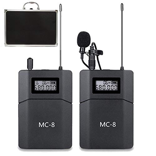 MC8 6 Canali UHF Microfono Lavalier Wireless Senza Fili Lavalier Microfono per Fotocamera compatibile per Telecamera DSLR e Videocamere Smartphone Utilizzato per Riprese Video Yoga Youtube