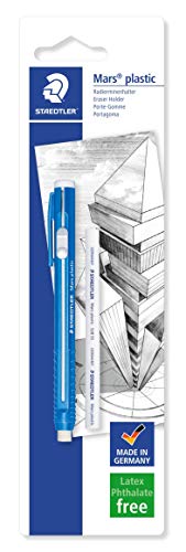 Staedtler Mars plastic, portagomma a penna, senza ftalati né lattice, ottime prestazioni e lunga durata, con ricarica, 528 50BKDA, Blue