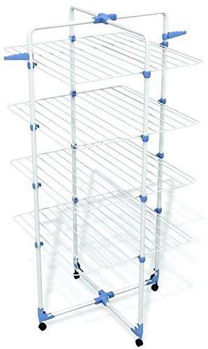 GIMI Modular Lux Stendibiancheria da Pavimento, Stendino Verticale, a Torre, Spazio di Stenditura 40 m, con Ruote, Acciaio, 71 x 71 x 168.5 cm