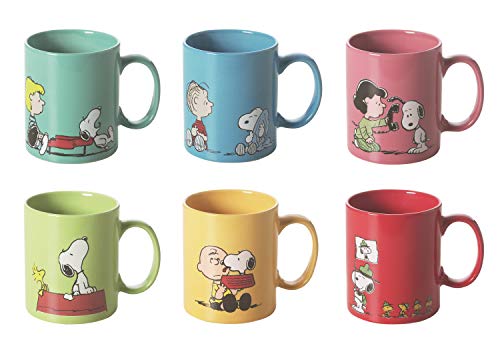 Excelsa Peanuts Set 6 Tazze Mug, Ceramica, Multicolore, capacità: 350 ml