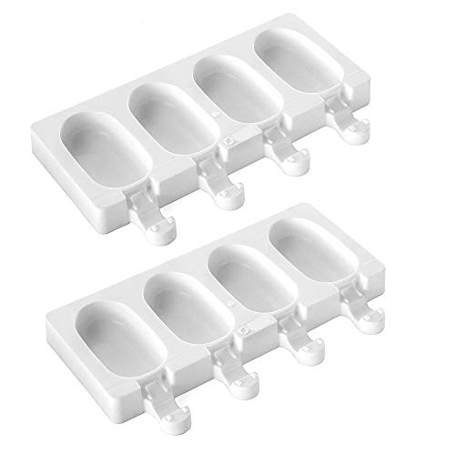 WENTS - Stampo in silicone per 4 ghiaccioli, 70 ml, con 10 manici in legno, stampi per ghiaccioli, senza BPA, 2 pezzi