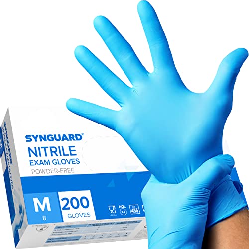 200 guanti in Nitrile M senza polvere, senza lattice, ipoallergenici, certificati CE conforme alla norma EN455 guanti per alimenti guanti medici monouso (Taglia M)