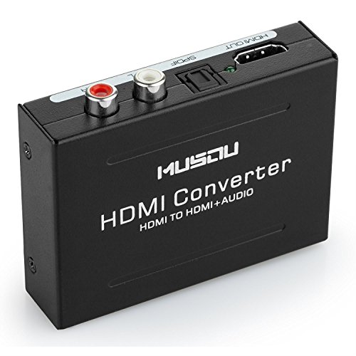 Musou Audio Extractor,HDMI to HDMI R/L SPDIF Toslink Audio Adattatore e Video Convertitore, Supporto 3D 1080P Hi-Fi Musica, Nero