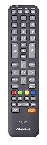 Meliconi Fully 8.1 Telecomando Universale 8 In 1 Per Tv, Decoder, Dvd/Blu Ray, Box Multimediali + Iptv + Xbox360 + Ps2