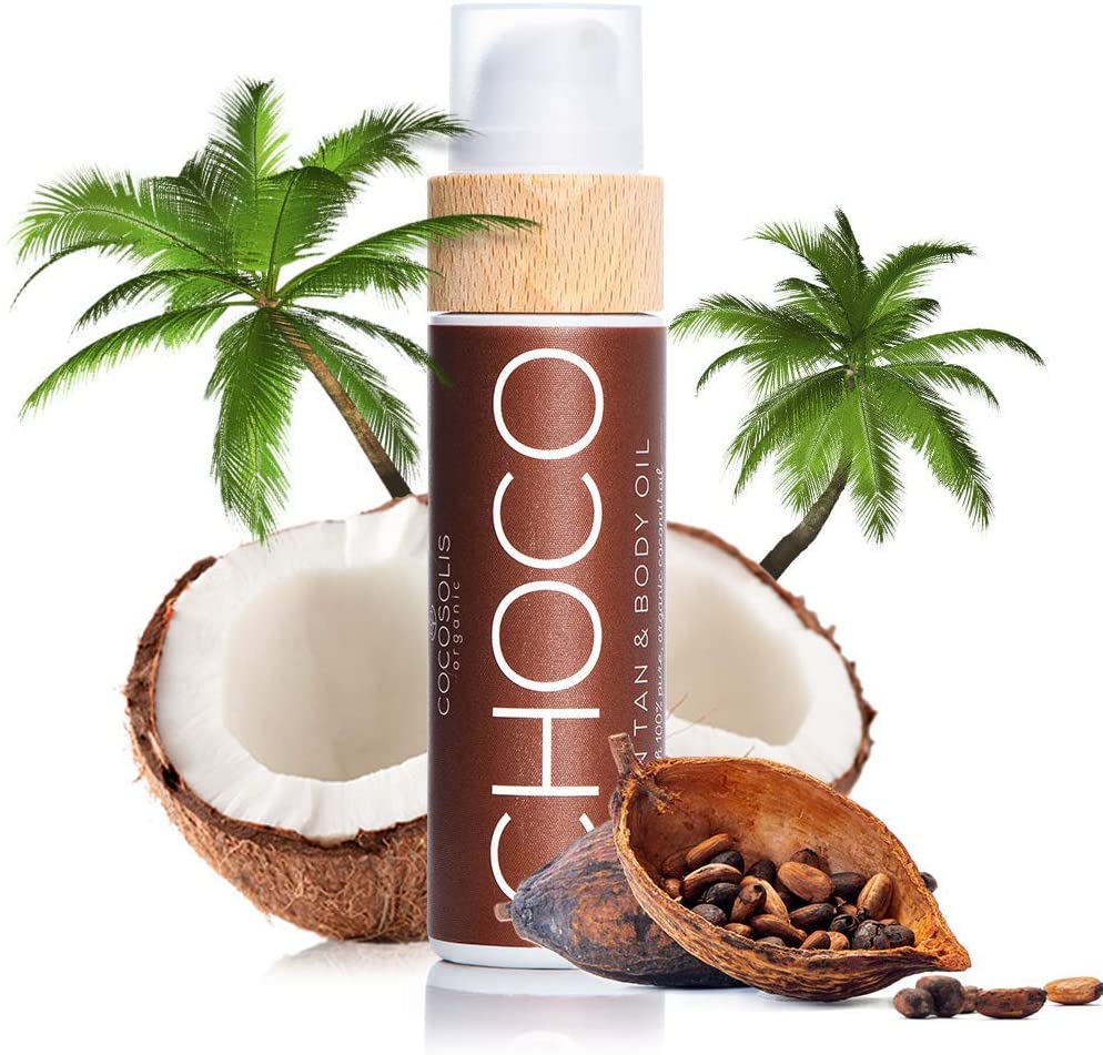 COCOSOLIS Choco – Super Abbronzante con Vitamina E, Olio Corpo Abbronzante – Crema solare Bio Oil per un’Abbronzatura Cioccolato – Sei oli naturali per una Pelle Sana e Radiosa - 110 ml