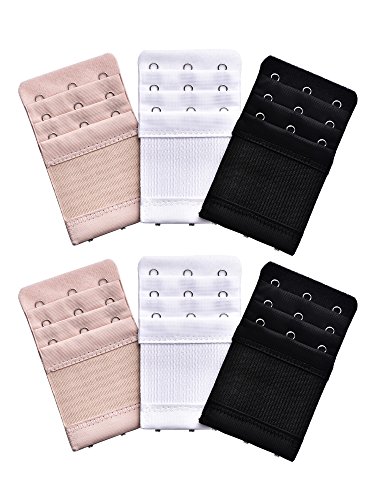 6 Pezzi Donne di Estensione Reggiseno 3 Righe 3 Ganci Reggiseno Morbido Cinghia Estensione per Favori di Ragazze, 3 Righe 3 Ganci (Colore di Nero, Bianco e Pelle)