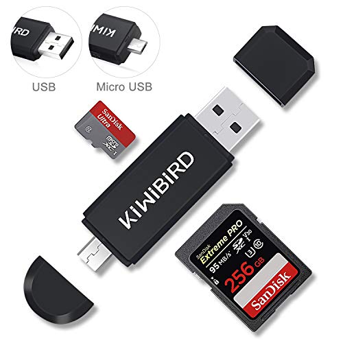KiWiBiRD Lettore di Schede di Memoria SD/Micro SD, Adattatore Micro USB OTG e Lettore di Schede USB 2.0 TF per Computer / Smartphone / Tablet con Funzione OTG