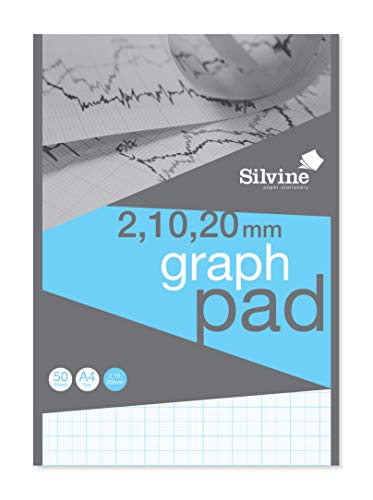 Sivine A4 Professional Graph Pad. 50 fogli di carta di qualità da 90 g/m², stampa grafica 2-10-20 mm. Rif. A4GP21020.