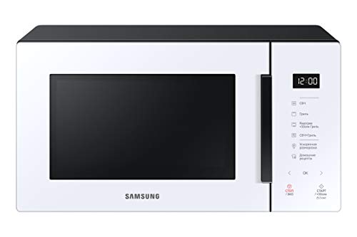 Samsung MG23T5018AW Forno Microonde, 23 Litri, 1100 W, Cottura automatica e Home Dessert, Glass Design, Bianco
