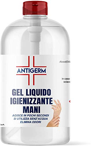 Gel igienizzante per mani disinfettante 1000ml igenizante antibatterico senza risciacquo Antigerm liquido Alcool (1)