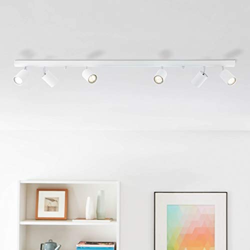 Lightbox - lampada di design da soffitto, faretti Spot, 6 luci GU10, bianco, max. 35 W, Lunghezza: 1,19 m, 6 pezzi