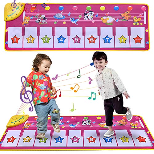 Faburo 100 x 36 cm Tappeto Musicale para Bambini, Musicale Bambini Piano Mat Tastiera Danza Stuoia Strumento Musicale Giocattoli Educativi Viola (Senza Batteria)