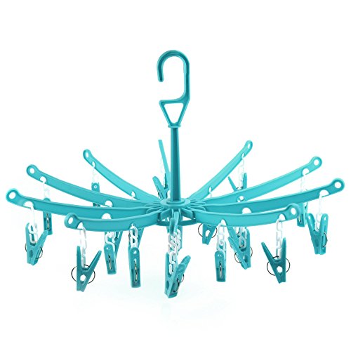 Hangerworld - Stendibiancheria pieghevole con 20 mollette, Blu