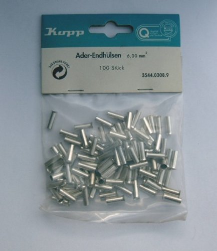 Kopp 354403089 - Manicotti terminali, stagnati, 100 pezzi, 6 mm²/10 mm