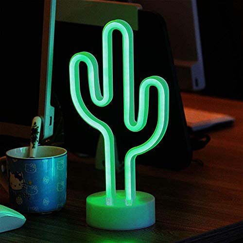 ENUOLI Green Cactus segni al neon con base a luce al neon del segno USB Battery 3-AA luce alimentata per per feste in camera decorazione delle ragazze di accessori per i regali decorazione della Tabe