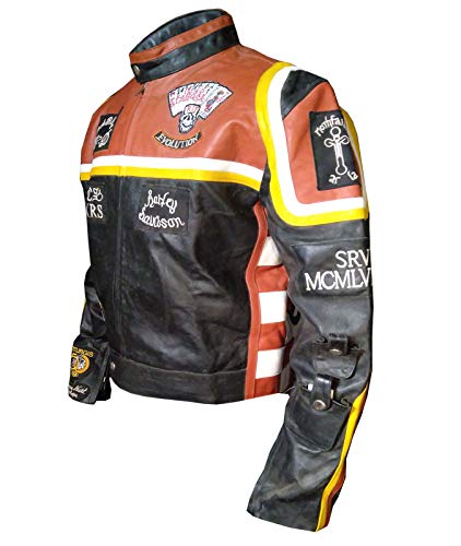 paramount-fashion Mickey Rourke Giacca Moto in Vera Pelle Uomo in Colore Arancione- XXL