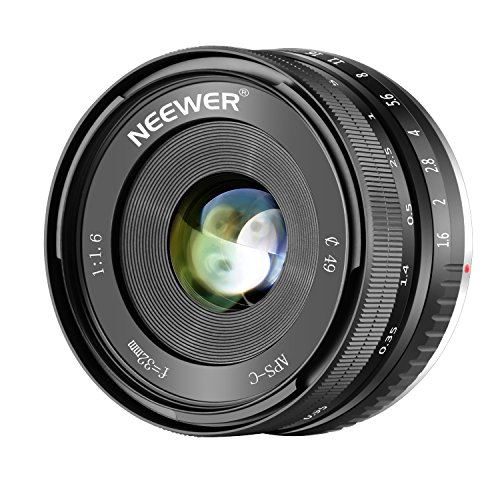 Neewer 32mm F/1.6 Obiettivo Fisso Manuale Apertura Grande Compatibile con Fotocamere Mirrorless E-Mount APS-C SONY A7III A9 NEX 3 3N 5 NEX 5T NEX 5R NEX 6 7 A6400 A5000 A5100 A6000 A6100 A6300 A6500