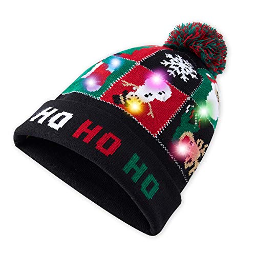 chicolife Gioventù Ragazzi Ragazze Brutto Natale Cappello Accendere Cuffia Cappello con Natale Albero Neve Fiocco Calzini per Uomo Donna Festa/Danza/Compleanno