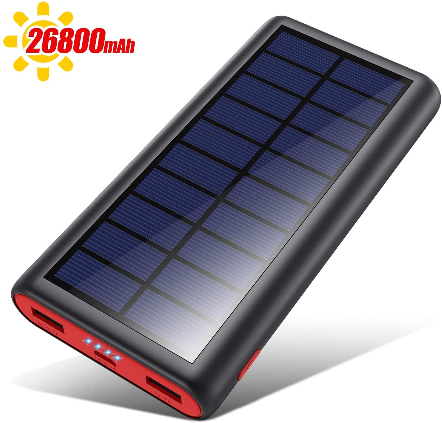 VOOE Powerbank Solare 26800mAh, 【2020 Chip Intelligente】 Caricabatterie Solare Portatile Caricatore Solare Impermeabile Batteria Esterna 2 Porte 3.1A Ricarica Rapida per Cellulare iPad Tablets
