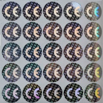 StickersLab - 100 Etichette CE(Conformità Europea) adesive sigilli ologrammi di garanzia e sicurezza oro e argento 20mm
