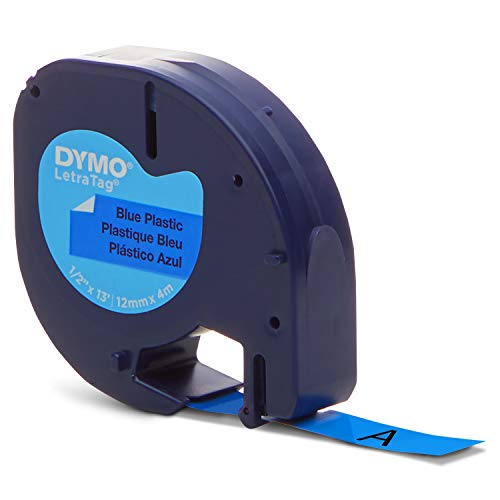 Dymo LetraTag etichette in plastica, rotolo da 12 mm x 4 m, stampa nera su blu, S0721650