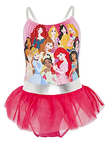 Disney Costume Piscina Bambina, Costume da Bagno delle Principesse Ariel La Sirenetta, Biancaneve, Cenerentola, Costume Piscina Mare Intero, Bambina 2-10 Anni (7-8 Anni, Rosa)