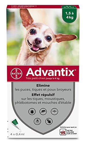 ADVANTIX 4 pipettes antiparasitaires - Pour tres petit chien de 1,5 a 4kg