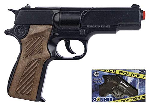 Pistola polizia finta in plastica e metallo revolver giocattolo