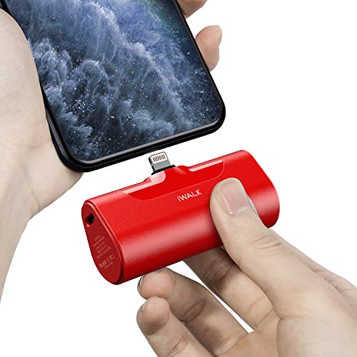 iWALK Mini Power Bank 4500mAh, Ultra Compatta Caricabatterie Batteria Cavo Integrato Powerbank Batteria Esterna Compatibile con iPhone 11, XS, XR, X, 8, 8 Plus, 7,AirPods, iPod e Altro