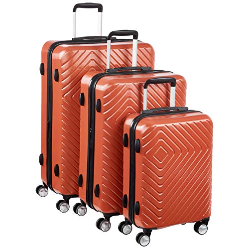 AmazonBasics - Trolley con motivo geometrico, Set da 3 pezzi (55 cm, 68 cm, 78 cm), Ruggine