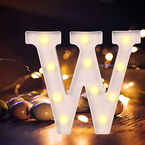 Lettere dell'alfabeto luminose a LED, luce bianca calda, decorazione per casa, feste, bar, matrimoni, festival. W