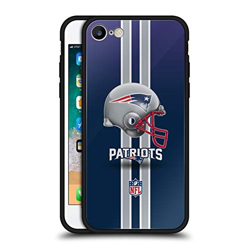 Head Case Designs Ufficiale NFL Elmetto New England Patriots Logo Cover Nera Ibrida in Vetro per Parte Posteriore Compatibile con Apple iPhone 7 / iPhone 8 / iPhone SE 2020