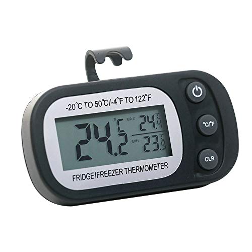 Winbang Termometro Digitale, Termometro del Frigorifero Termometro Frigorifero Resistente All'umidità del Frigorifero con Congelatore (Nero)