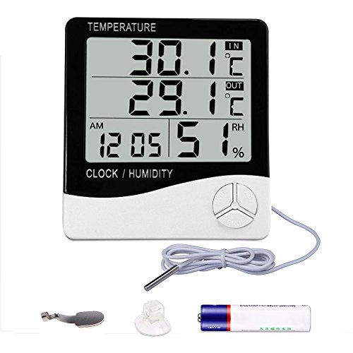 Mengshen Termometro Igrometro Digitale, Monitor Di Umidità Di Temperatura Interna Ed Esterna, Display Lcd, Batteria Inclusa - TH03