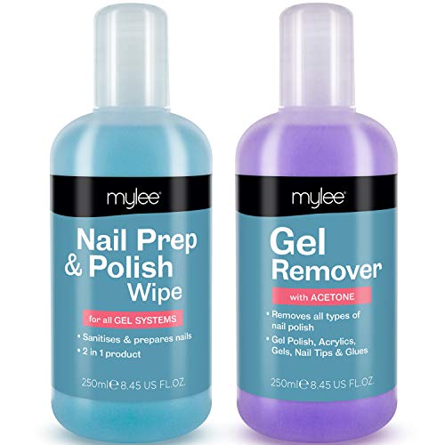 Mylee Nail Prep & Polish Wipe + Gel Remover 250ml, Solvente Premium di alta qualità per Manicure e Pedicure LED/UV, Ideale per tutti i tipi di smalto