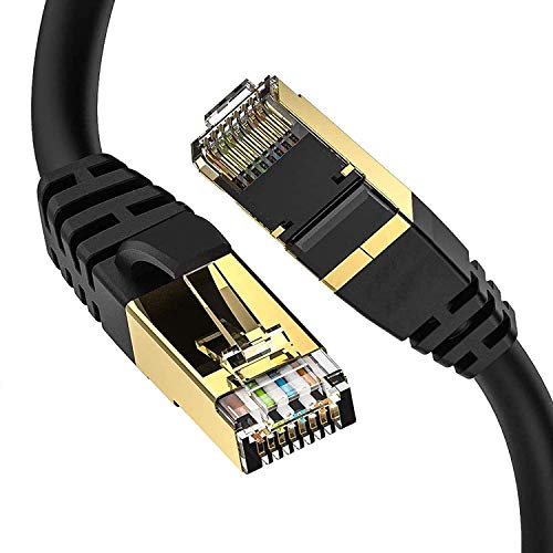 isYoung Cavo Ethernet Cat8-9M Cavo Robusto ad Alta velocità 26 AWG 40 Gbps 2000 MHz Resistente agli Agenti Atmosferici S/FTP Resistente ai Raggi UV per Router da Interni All'aperto