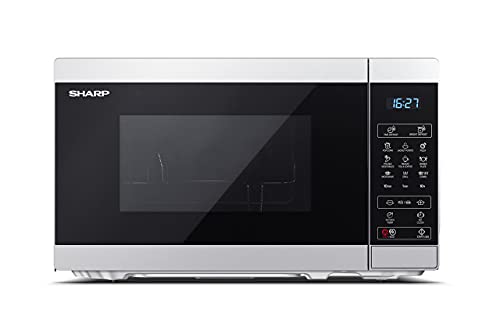 SHARP YC-MG02ES - Forno a microonde 20 litri, con funzione grill, programma di scongelamento, 11 livelli di potenza, funzione timer, piatto girevole incluso