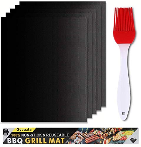 Set di 5 Barbecue Grill Mat, Gyvazla Stuoie Grigliata, Forno Liner, Cottura Mat, Riutilizzabile, Lavastoviglie Mat Cucina Sicura per Griglia Barbecue Grill