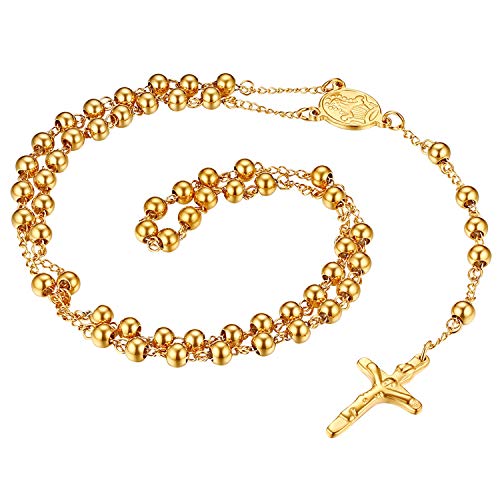 JewelryWe Gioielli Acciaio Inossidabile Collana Collegamento Perline Catena Colore Oro 6mm
