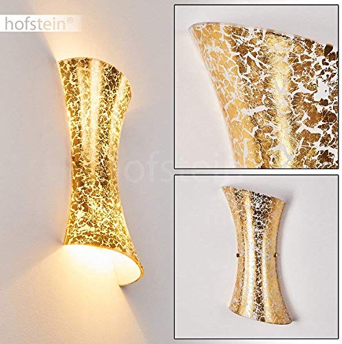 Lampada da parete Rivoli in vetro di colore oro strutturato - Applique murale per interni con forma a cono o imbuto - Luce dorata con effetto Up & Down - Attacco 2 x E14 max. 40 Watt